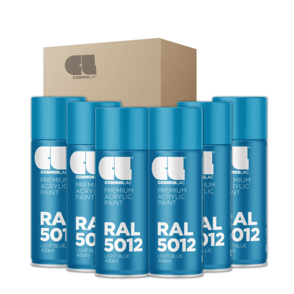 6 x spray premium acrylic brillante ral  400 ml (ral 5012 azul luminoso)