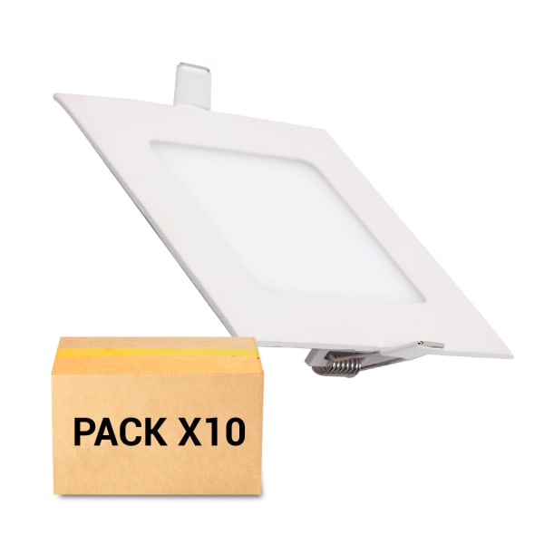 Pack 10X Focos Empotrables LED 12W 4000K Cuadrado Blanco