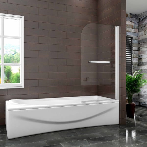 Aica tela de banho dobrável+toalheiro,6mm,cinza fosco,(78-80)x140cm