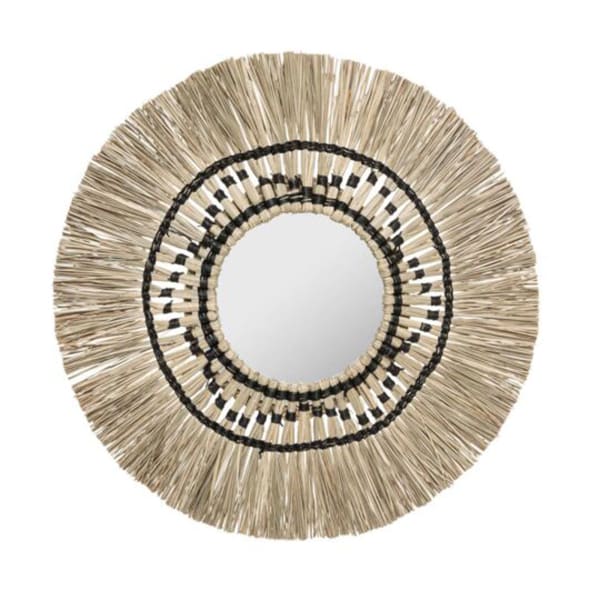 Isa decorative mirror com tecido de cana - 78 cm
