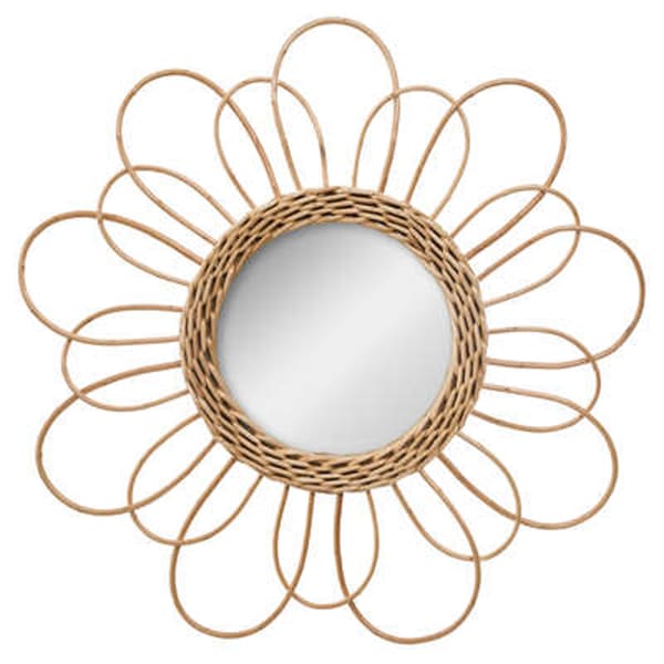 Espelho de vime com design de flores de 38 cm