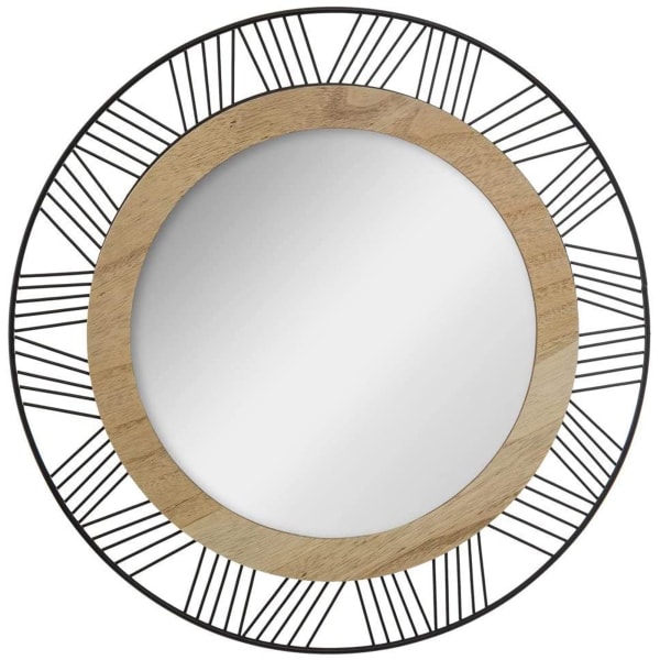 Espelho redondo de metal e madeira ø45 cm