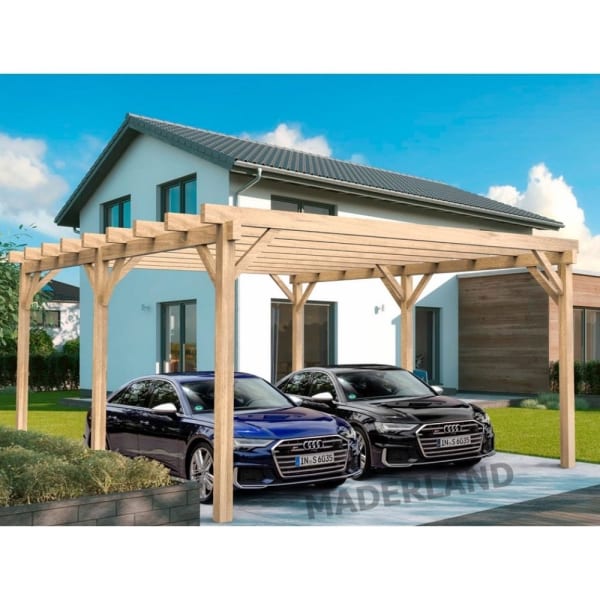 Cochera y pérgola de madera laminada lugo (maderland)