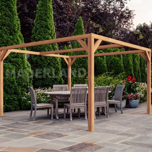 Pérgola de madera laminada tarragona (maderland) - gardeneas