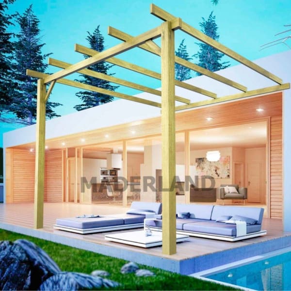 Pérgola de madera maciza adosada huesca (maderland)