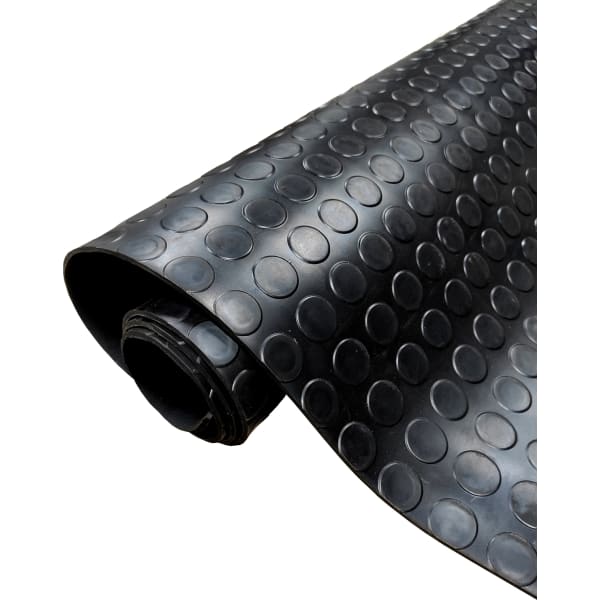 Suelo PVC| Composición 100% Caucho| Diseño Botones Negro| Grosor 3MM| 100X150CM
