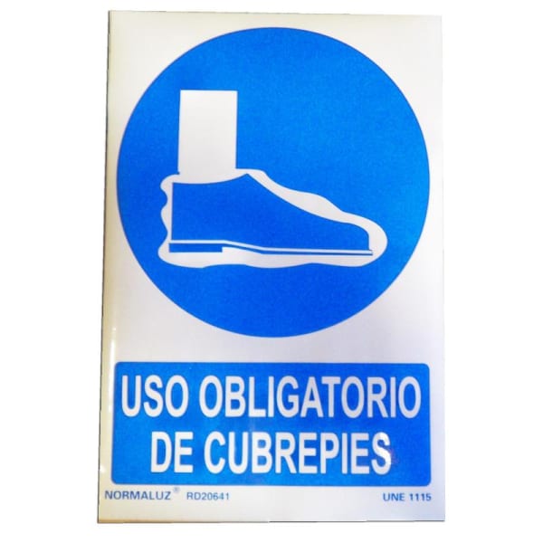 Normaluz señal "obligatorio uso de cubrepies" 29,5x20cm fabricada en PVC rd