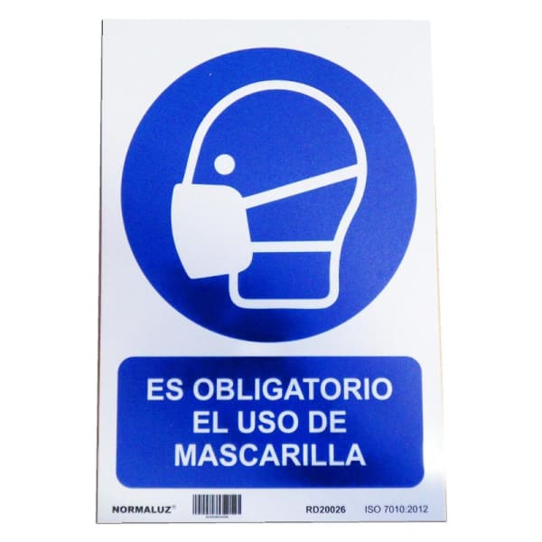 Normaluz señal "obligatorio uso de mascarilla" 29,5x20cm fabricada en PVC r