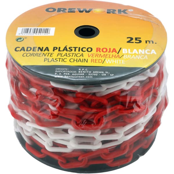 Cadena plástico Orework señalización roja/blanca 25 m