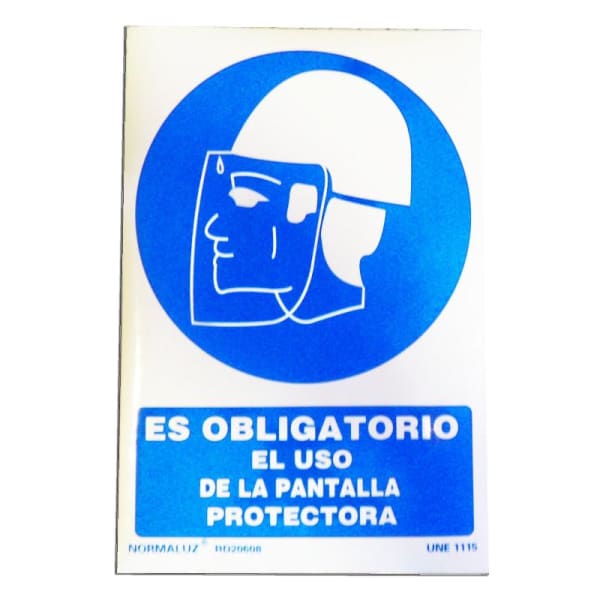 Normaluz señal "obligatorio uso de pantalla" 29,5x20cm fabricada en PVC rd2