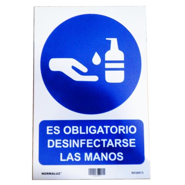 Normaluz señal "obligatorio desinfectarse las manos" 29,5x20cm fabricada en
