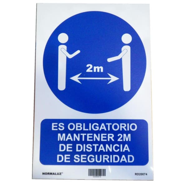 Normaluz señal "obligatoria distancia de 2 metros" 29,5x20cm fabricada en p