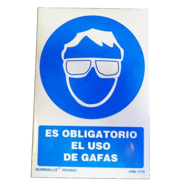 Normaluz señal luminosa "obligatorio uso de gafas" 29,5x20cm fabricada en p