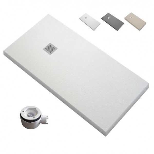 Plato de Ducha RESINA Dacota | BRANCO  【90x90】 quadro| Válvula