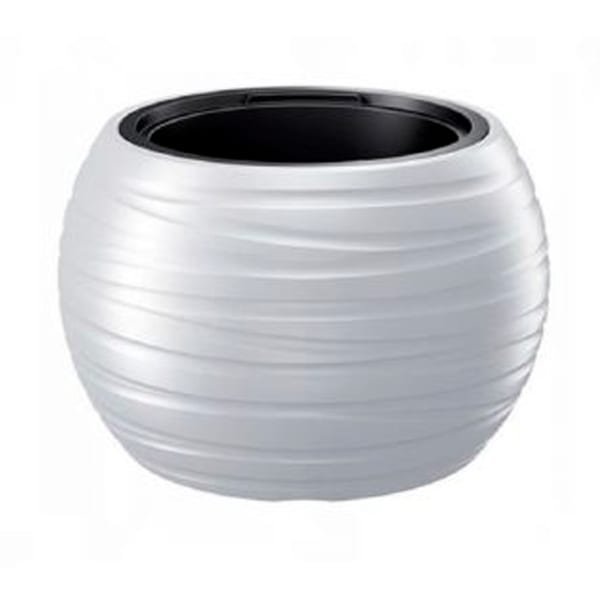 Vaso redonda de plástico com depósito 36l, branca 43,6x43,6x29,9 cm