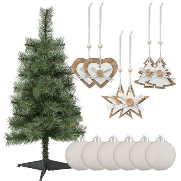Árbol navidad de nebraska 70cm, bolas de navidad 60mm, 6 adornos navideños