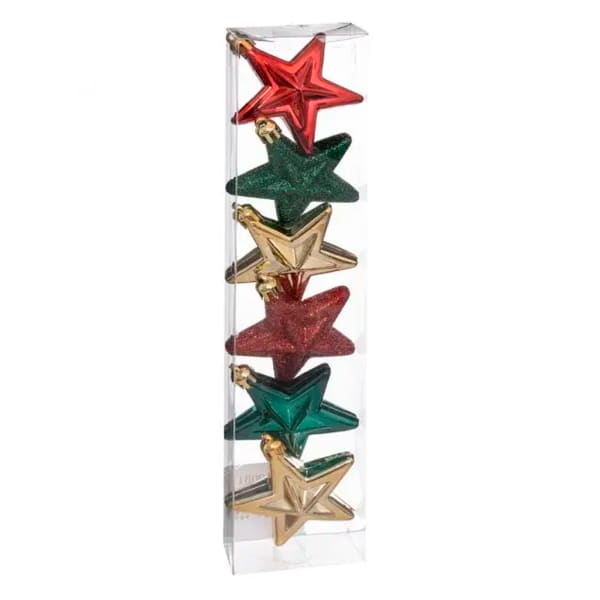 Set  6 Estrellas de Navidad plástico