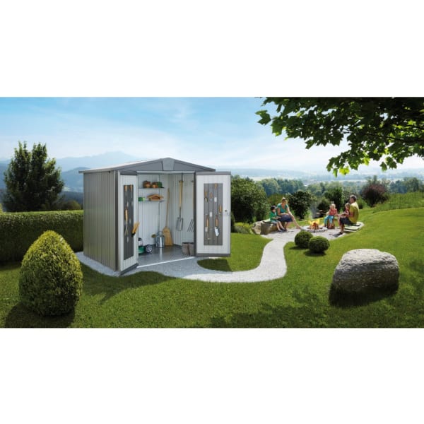 CASETA METALICA BIOHORT JARDIN EUROPA 4 COLOR GRIS CUARZO