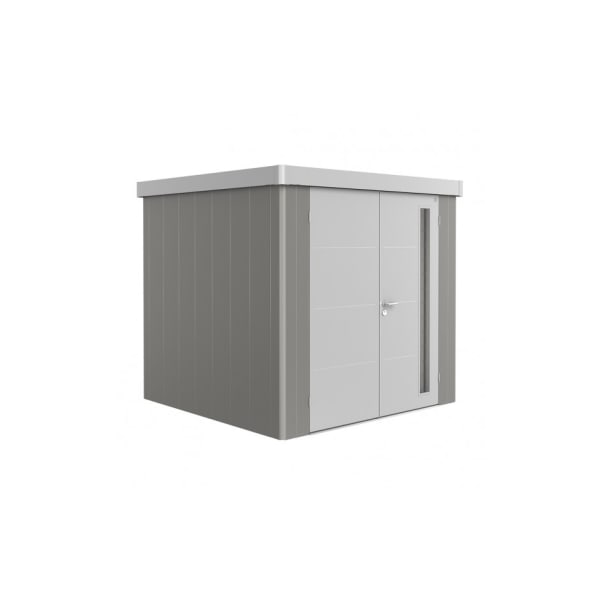 CASETA METALICA BIOHORT JARDIN NEO 3D DOBLE PUERTA COLOR GRIS CUARZO