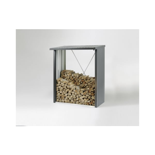 CASETA LEÑERO METALICA BIOHORT JARDIN WOODSTOCK 230 COLOR GRIS CUARZO