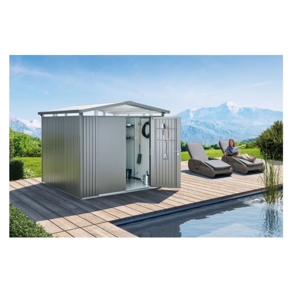 CASETA METALICA BIOHORT JARDIN PANORAMA P2 COLOR PLATA