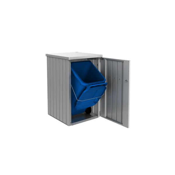 CASETA CONTENEDOR DE BASURA METALICO BIOHORT ALEX COLOR PLATA
