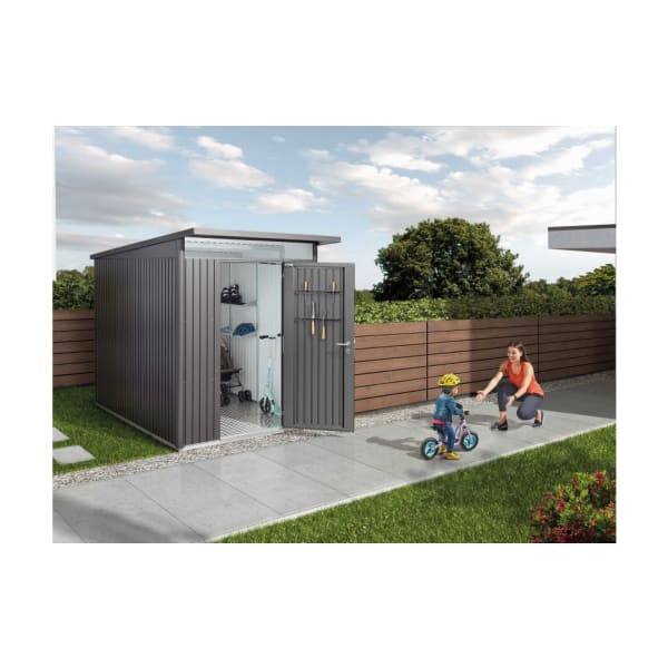 CASETA METALICA BIOHORT JARDIN AVANTGARDE A7 COLOR GRIS CUARZO