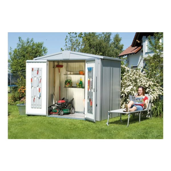 CASETA METALICA BIOHORT JARDIN EUROPA 7 COLOR PLATA