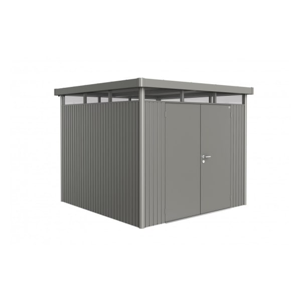 CASETA METALICA BIOHORT JARDIN HIGHLINE H5 DOBLE PUERTA COLOR GRIS CUARZO