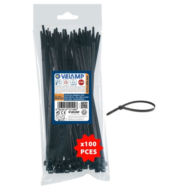 Bridas de nylon color negro 2,5x200 - 100pz