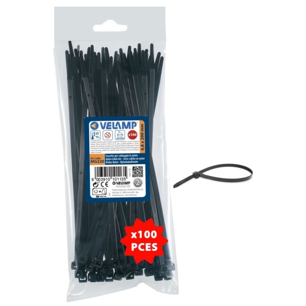 Bridas de nylon color negro 4,8x200 - 100pz