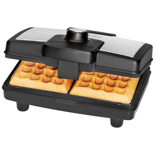 Máquina de waffles eléctrica 2 gaufres belgas clatronic wa 3606 prata 800w