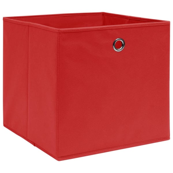 vidaXL Cajas de almacenaje 4 unidades tela rojo 32x32x32 cm