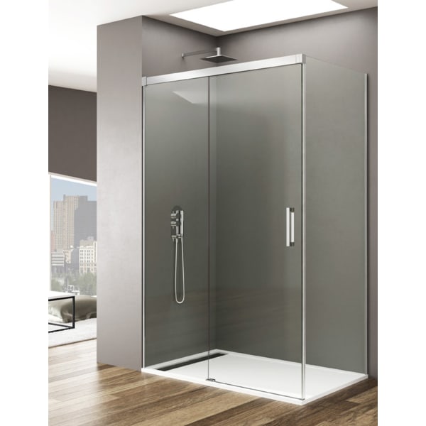Mampara de ducha Angular BASIC 1+1 170x75 cm Transparente - Cromo