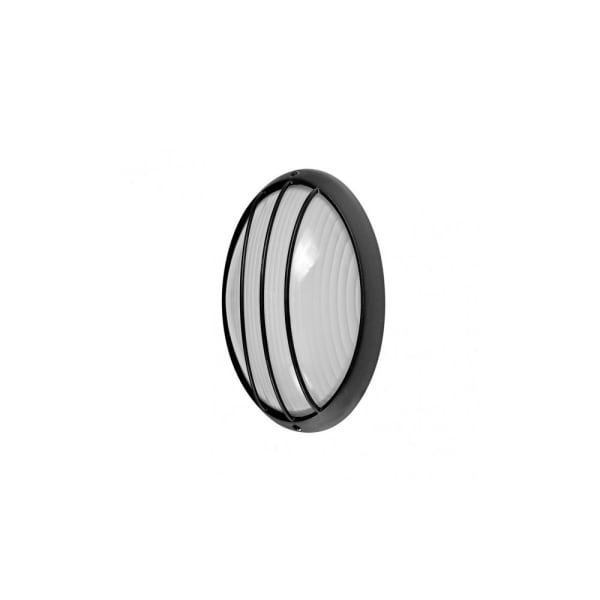 Luminária de parede oval preta aquila alumínio 10,5x22x14 cm ip44