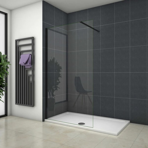 Painel de duche,preto fosco,vidro anti-calcário 8mm,barra1 90cm,130x200cm