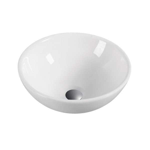 Lavabo sobre encimera cerámico ovalado | 40cm de diámetro | blanco brillo