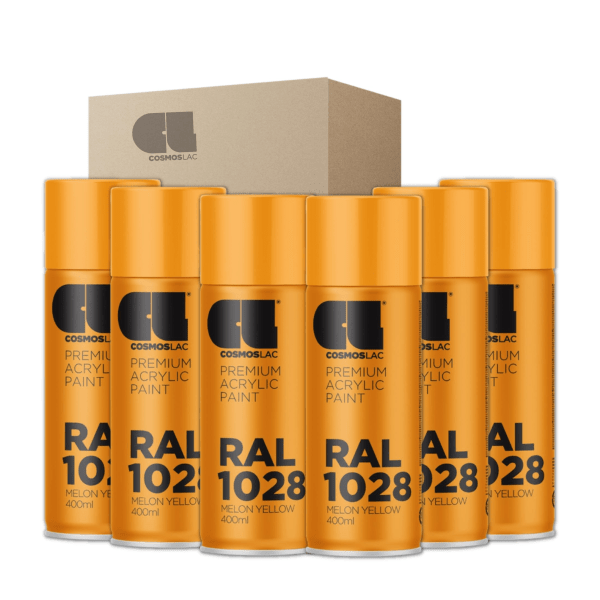 6 x spray premium acrylic brillante ral  400 ml (ral 1028 amarillo melã³n)