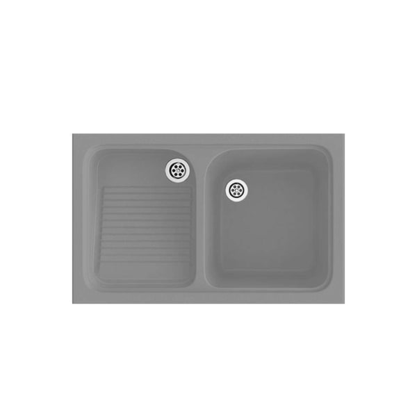 Poalgi - fregadero cuarzo gris - sobre encimera - 2 cubetas