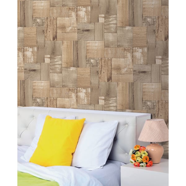 Papel pintado tnt textura madera miel