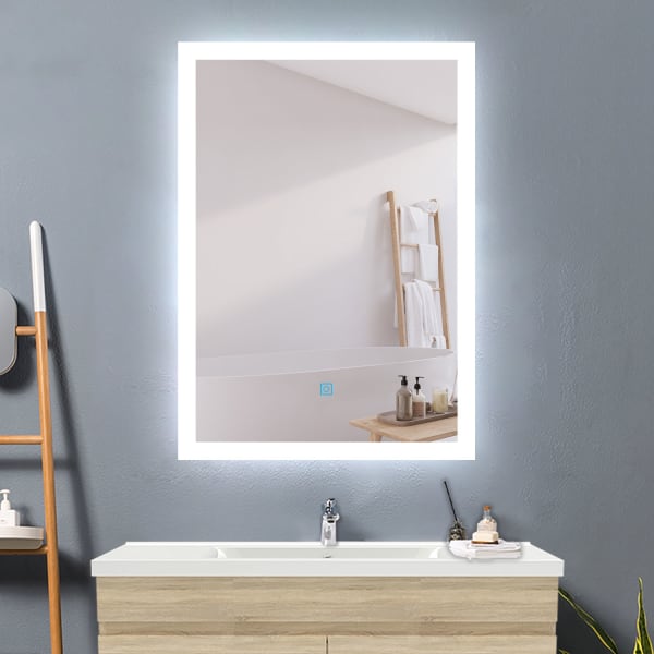 Espelho de casa de banho led 70×50cm + anti-embaciamento