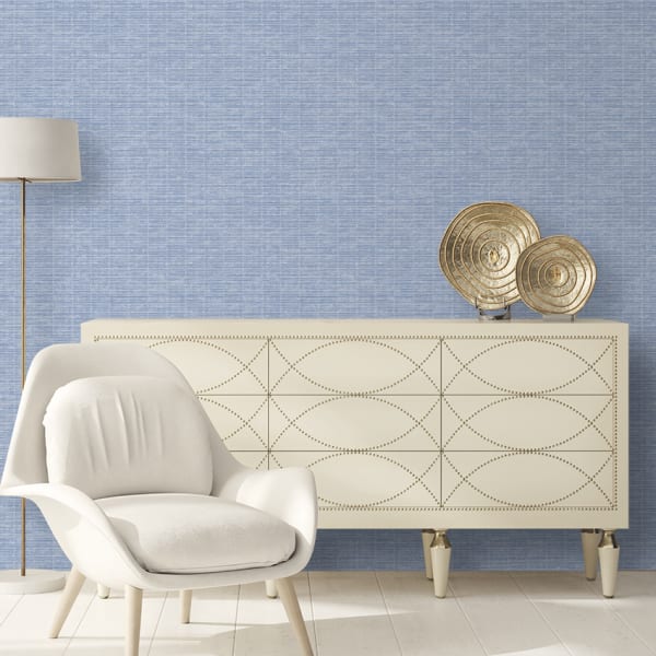 Papel pintado tnt textura cosido ondulante azul