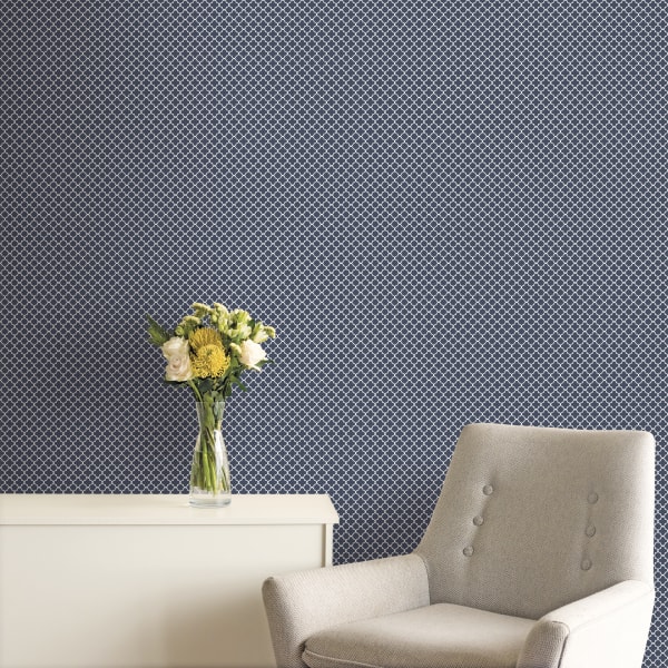 Papel pintado texturizado tnt medallon azul marino