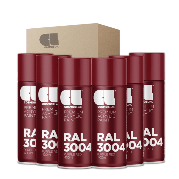6 x spray premium acrylic brillante ral  400 ml (ral 3004 rojo purpura)