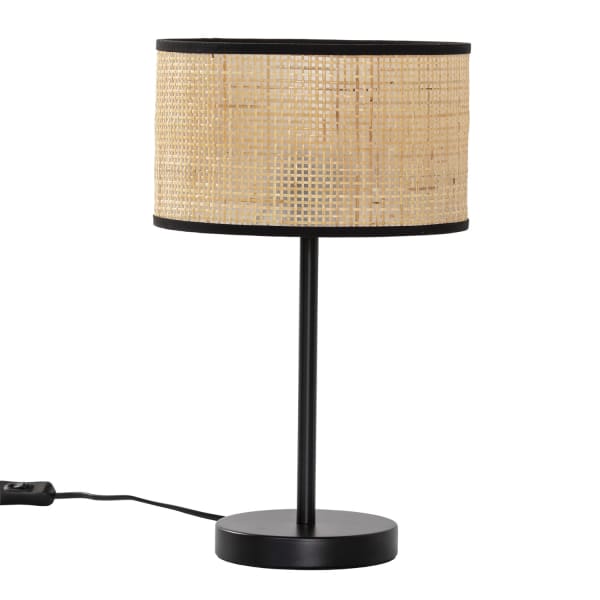 Lámpara de mesita kasuki de ratán natural, diametro 42 cm