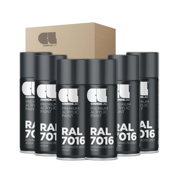 6 x spray premium acrylic brillante ral  400 ml (ral 7016 gris antracta)