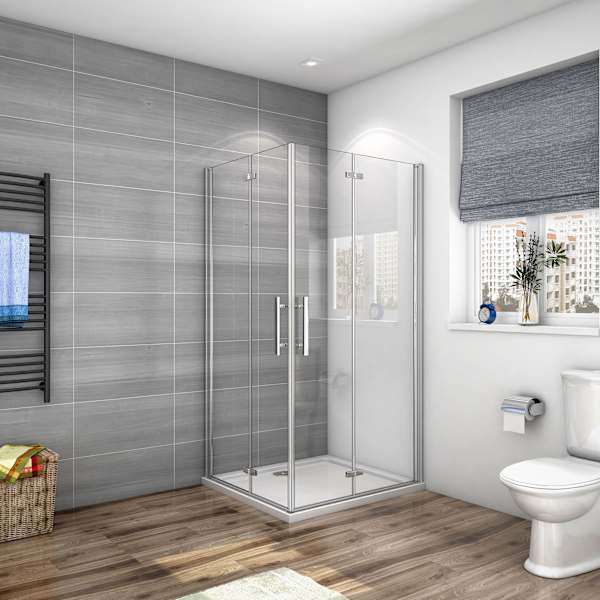 Mampara de ducha rectangular angular plegable 6mm antical,850x1100x1950mm