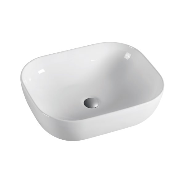Lavabo para baño sobre encimera cerámico | 50,5cm x 40,5cm | blanco brillo