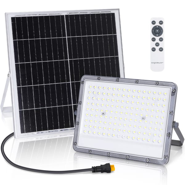 Aigostar Foco proyector LED solar con mando a distancia,200W, IP65