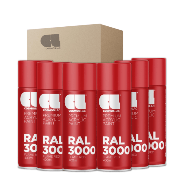 6 x spray premium acrylic brillante ral  400 ml (ral 3000 rojo vivo)